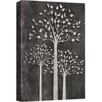 Wall26 Canvas Print Wall Art Black & White Forest Tree Print Silhouette Nordic Fairytale Artwork Nature Wilderness Illustrations Modern Art Decorative Floral Botanical Wall Decor - 12"x18"