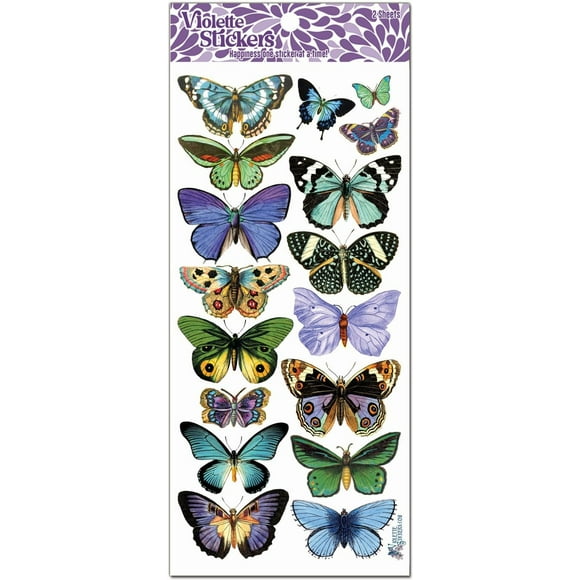 Butterfly Stickers for Wall Decor - Blue Butterflies by Violette Stickers - Colorful & Waterproof Butterfly Decorations for Crafts - Butterfly Wall Decals, Perfect for DIY