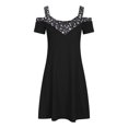 thumbnail image 4 of Gspmoly Robes pour Femmes, Robe Aguichant Imprimée à Épaules Dénudées pour Femmes, Robe d'Été Courte à Manches Courtes à Col en V, Robes Formelles pour Femmes jusqu'à 65 % de Rabais, 4 of 6