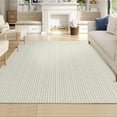 thumbnail image 1 of Living Room Area Rug, Large Machine Washable Rug, Non Slip Modern Stripe Floor Carpet, Indoor Pearl Velvet Soft Rug, Foldable Printed Rug for Dining Room, Bedroom, Nursery, Beige Tones, 1 of 24