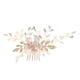 thumbnail image 3 of Nvzi Horquillas para el pelo de boda con flores para novias, peinetas con perlas de cristal, pinzas para el pelo, accesorios para el pelo de boda dorados, joyas - Plateado A, 3 of 4
