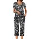 thumbnail image 4 of Puntoco Ropa de dormir para mujer Conjunto de pijama con estampado navideño, cuello redondo, botones, manga corta y pantalón con bolsillos y cintura elástica, 4 of 5