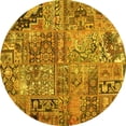 thumbnail image 1 of Ahgly Company Machine Washable Indoor Round Patchwork Yellow Transitional Area Rugs, 7' Round, 1 of 4
