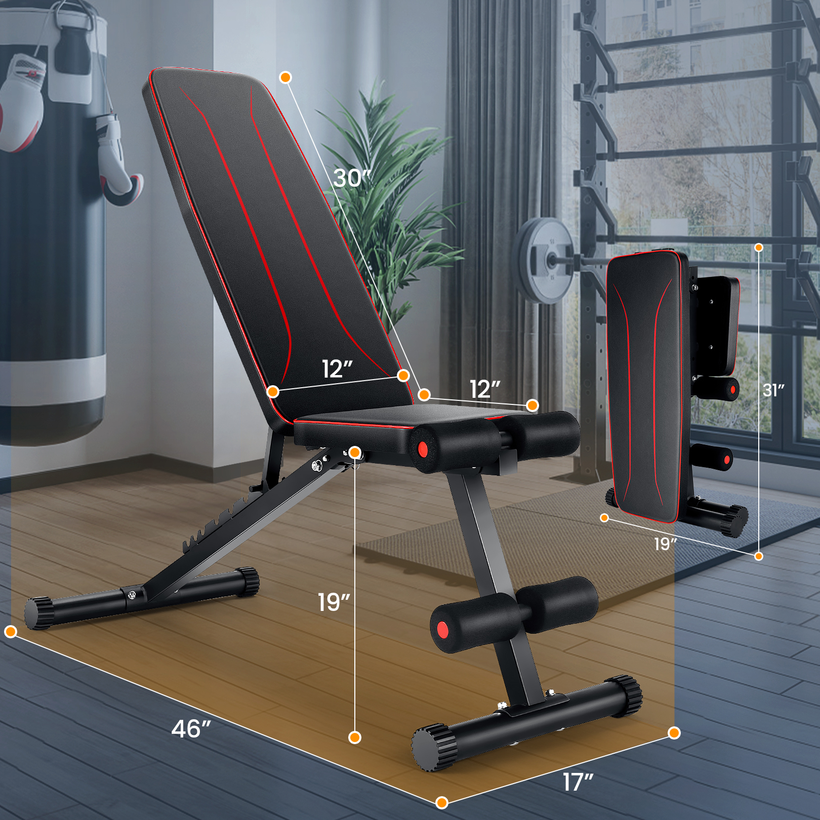 VIBESPARK Foldable Weight Bench, 660 lbs, 8 Positions photo 4