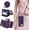 Deep purple, variant on for iPhone 12 Case with Card Holder and Strap for Women,Crossbody Lanyard, Make Up Mirror,Ring Stand,Snap Clasp,Cute Phone Wallet Cases 6.1 inch - Off-White