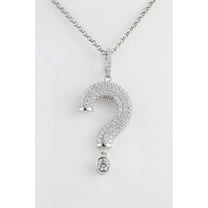 2.00Ct Round Cut Lab Created Diamond Question Mark Pendant 14K White Gold Plated