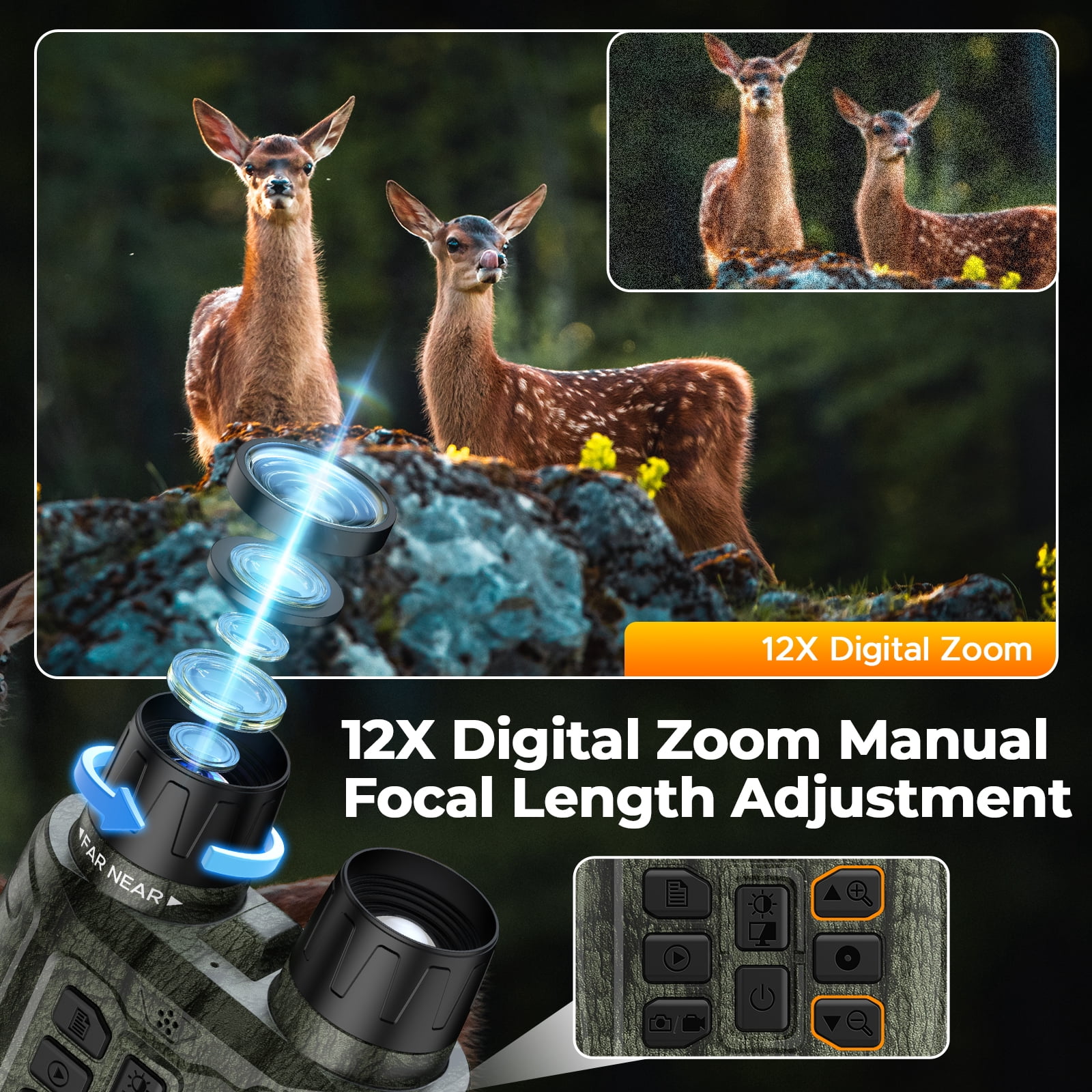Night Vision Goggles for Adults, 112 MP 4K Night Vision Binoculars 12X Zoom & 5000mAh Battery, 64GB Card Included, Infrared Vision, 1300ft Range, Perfect for Hunting, Camping & Security