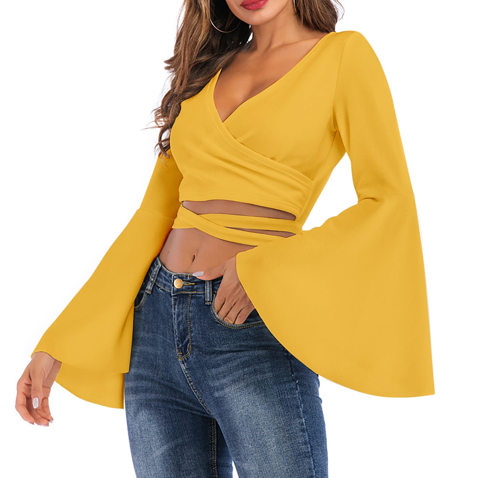 yellow wrap shirt