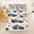 thumbnail image 5 of Manfei Sports Car Bed Sheets,Checkerboard Flag Full Size Sheets,Blue,4 Pieces,1 Flat Sheet, 1 Fitted Sheet and 2 Pillowcases, 5 of 6