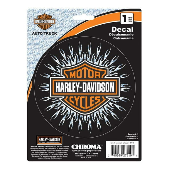 Harley-Davidson Holographic Starburst Bar & Shield Decal - Silver - 6 x 8 in., Harley Davidson