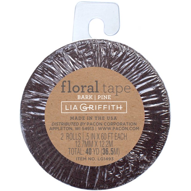 Lia Griffith Extra Fine Crepe Floral Tape .5"X60' 2/Pkg-Bark/Pine - LG1493