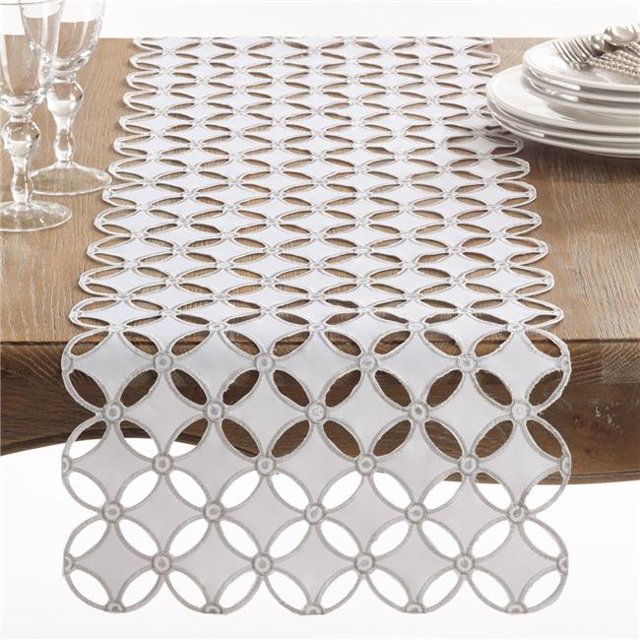 Saro Lifestyle QX269.S1668B Chemin de Table Collection Buche de Noel Design de Vacances, Argent
