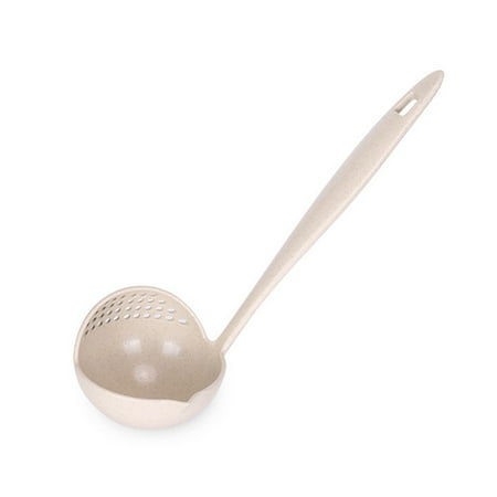 

QIFEI Ladle Colander Spoon Multi-purpose Wheat Straw Soup Strainer Ladle Skimmer Straining Spoon Beige