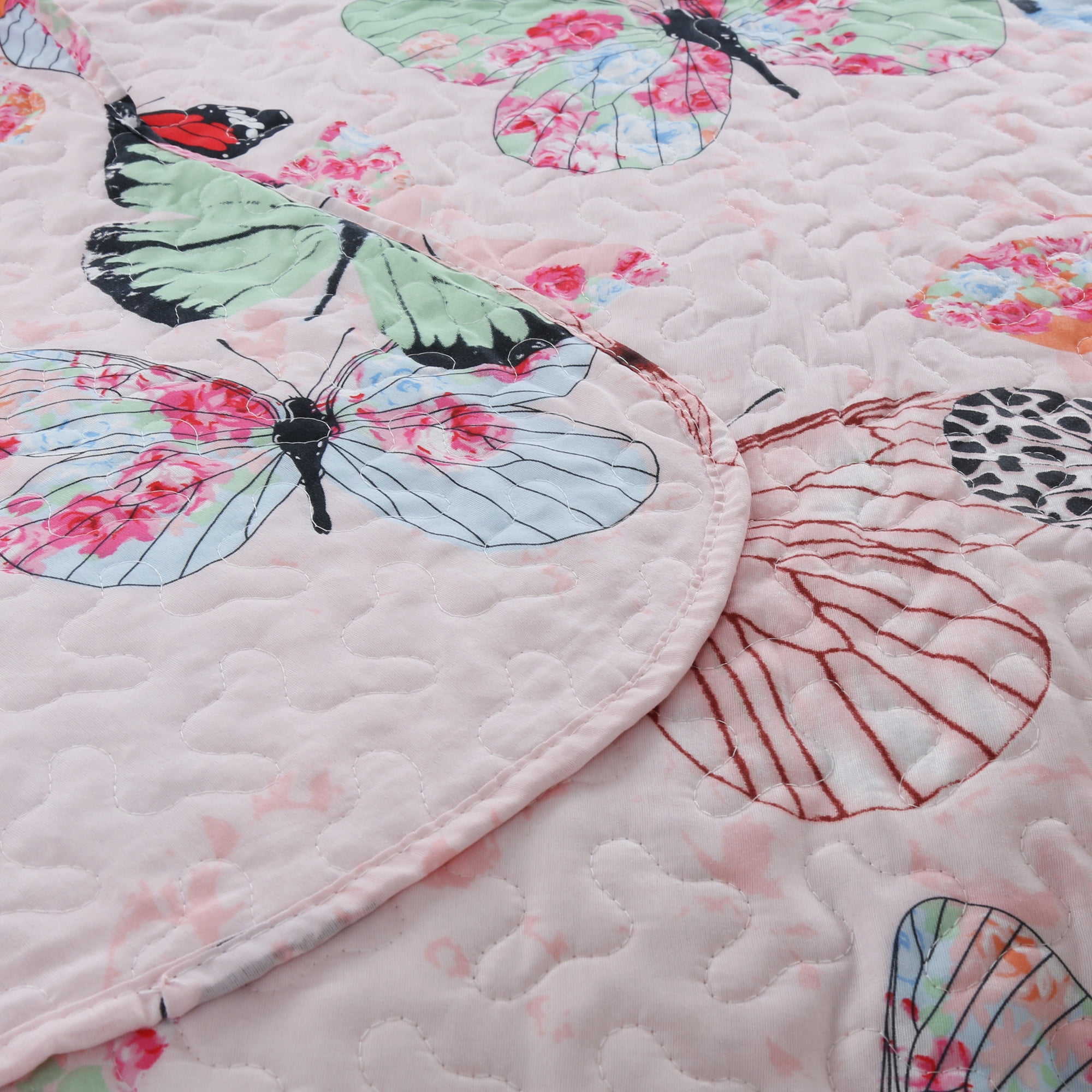 2pcs Kids Quilt Bedspread Comforter Set Throw Blanket for Quilt A72 Butterfly 