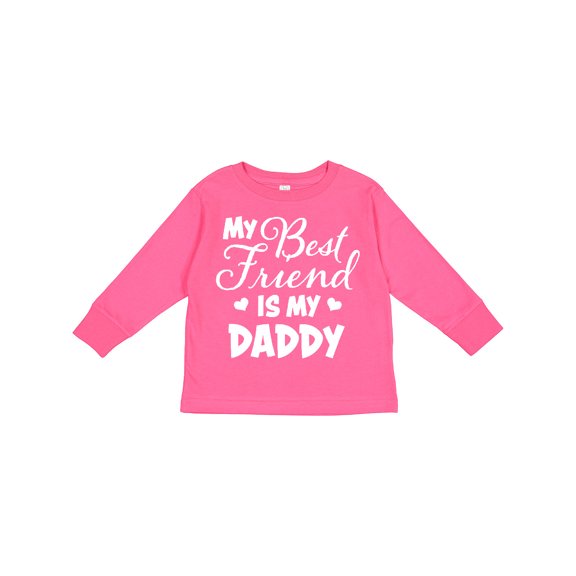 Inktastic My Best Friend is My Daddy with Hearts Boys or Girls Long Sleeve Toddler T-Shirt
