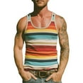 thumbnail image 3 of Krdevn Men's Colorful Horizontal Stripe Tank Top for Summer Sleeveless Shirt Regular Fit Round Neck Breathable and Comfortable Casual Wear,Tank Tops Men,M, 3 of 3