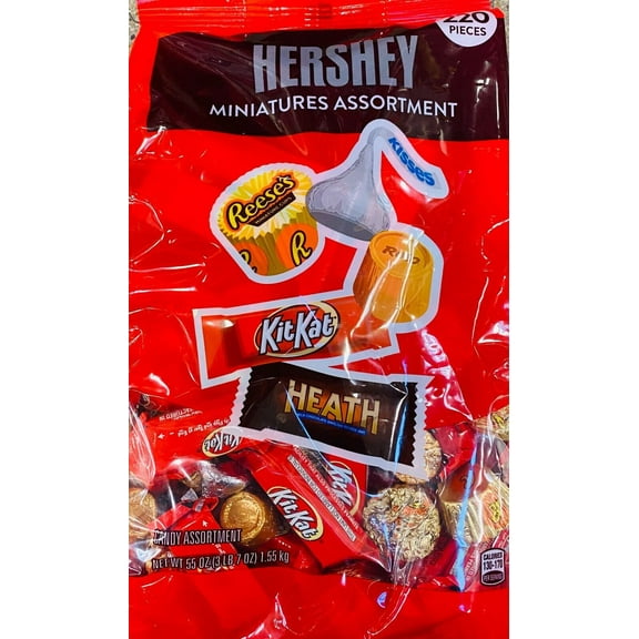 Hershey Chocolate Miniatures Assortment Candy Bulk Bag 55oz Reeses Kit Kat Heath
