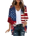 thumbnail image 2 of Xdegoge Patriotic 4th of July Kimono Cardigan for Women Red White and Blue Butterfly Graphic Open Front Lightweight Summer Beach Cover Up Independence Day Party Tops, 2 of 5