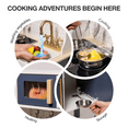 thumbnail image 3 of Robud Wooden Adjustable Height Pretend Play Kitchen with Sound and Light, Gem Blue, 3 of 13