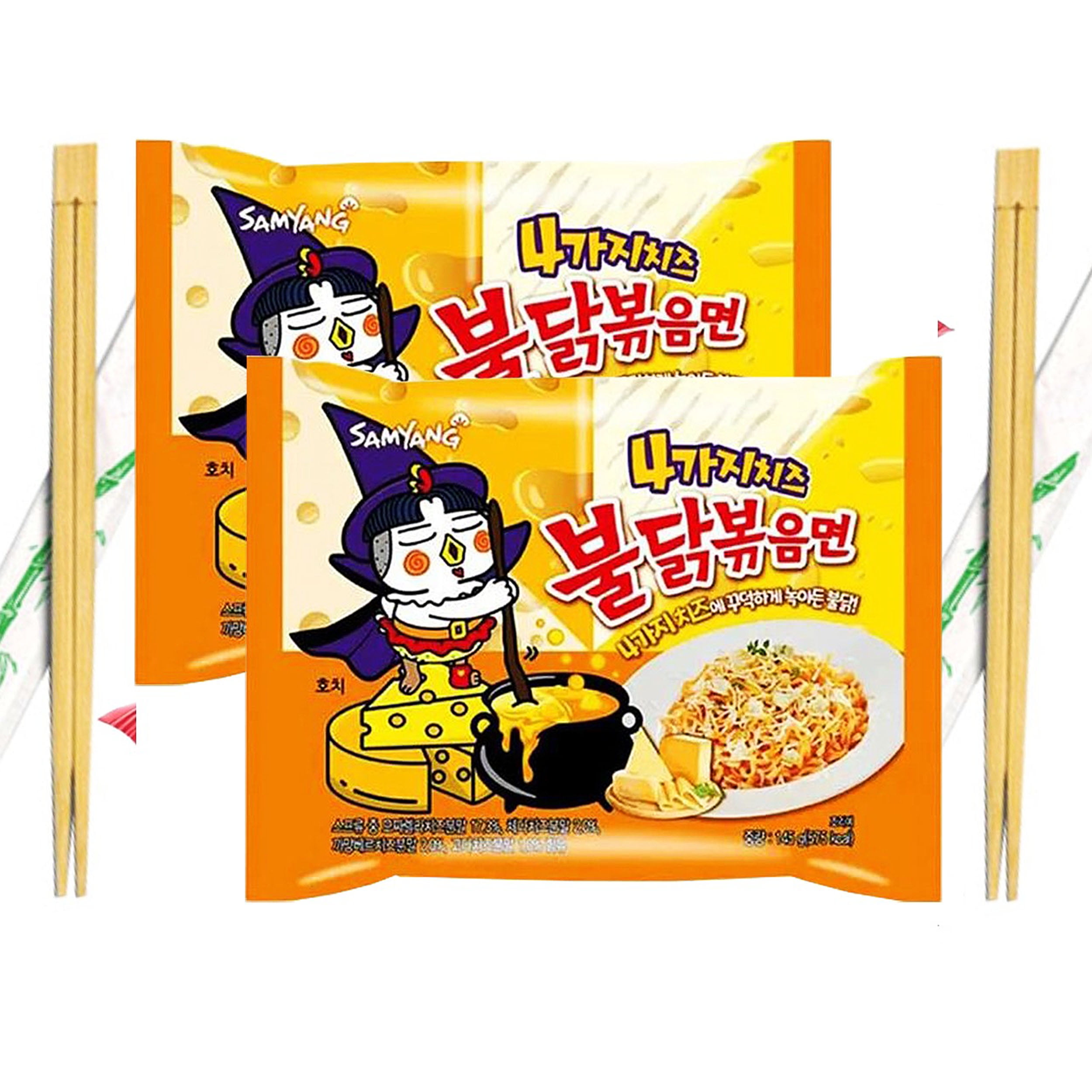 Samyang QUATTRO CHEESE Buldak Spicy Chicken Ramen StirFried Noodles with Wooden Chopsticks 4.93