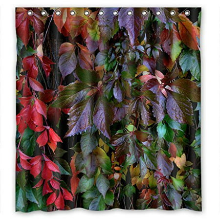 GreenDecor Colorful Drop Plant Leaves Best Home Waterproof Shower Curtain Set with Hooks Bathroom Accessories Size 66x72