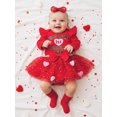 thumbnail image 5 of BemeyourBBs Newborn Baby Girl First Valentines Day Outfit Long Sleeve Letter Romper Heart Tulle Tutu Skirt Set Bow Headband 3 Pcs Spring Clothes Set, 5 of 9