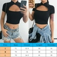 thumbnail image 4 of xiaxaixu T-shirts d'Été à Manches Courtes pour Femmes Col Montant Noir Crop Tops, 4 of 9