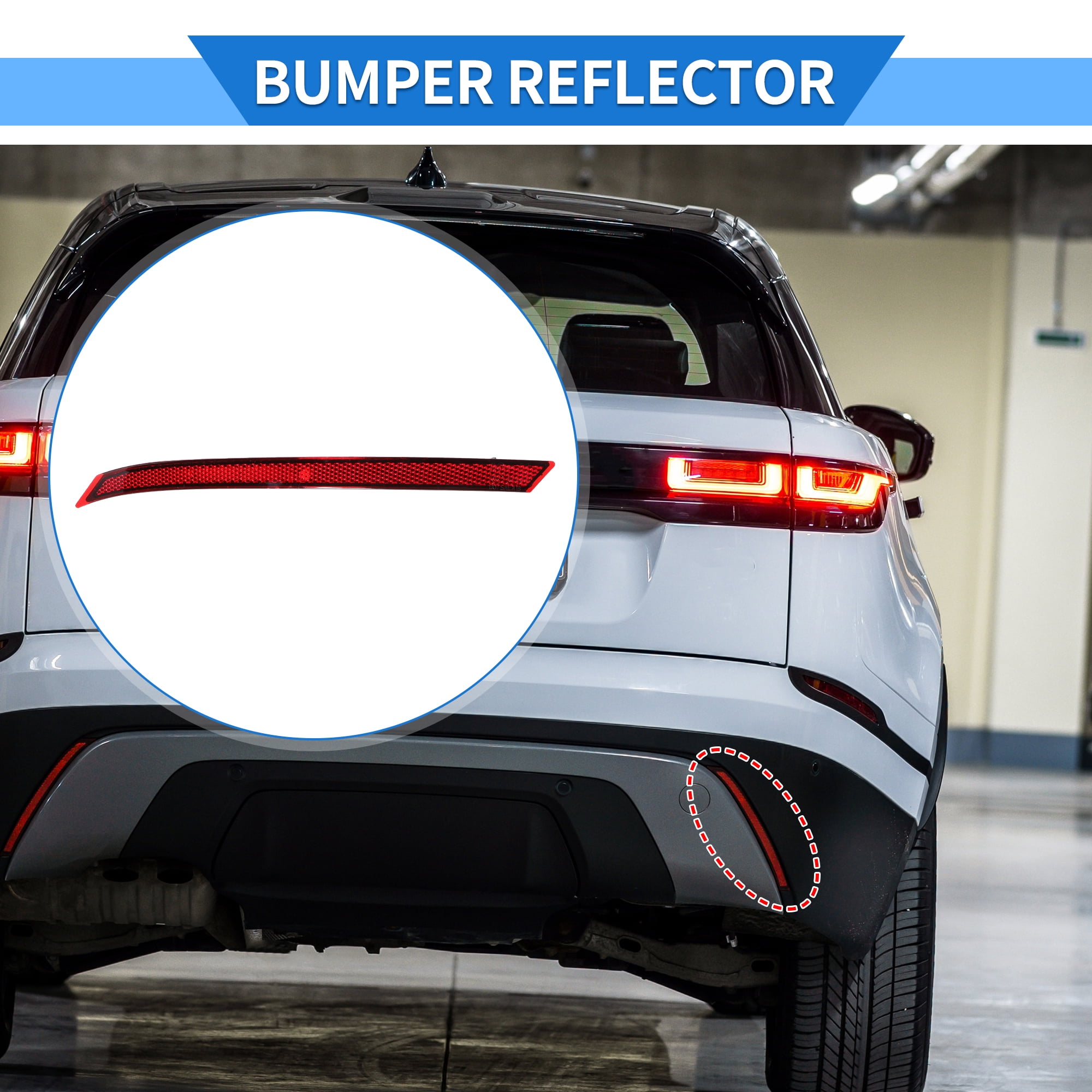 Unique Bargains Bumper Reflector for Land Rover Range Rover Velar 2018-2023, Red