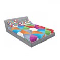 thumbnail image 3 of Geometric Bedding Set with Sheet & Covers, Colorful Retro Geometric Triangle and Polygonal Mosaic Pattern Interior Design, Printed Bedroom Decor 2 Shams, 4 Sizes, Multicolor, by Ambesonne, 3 of 3