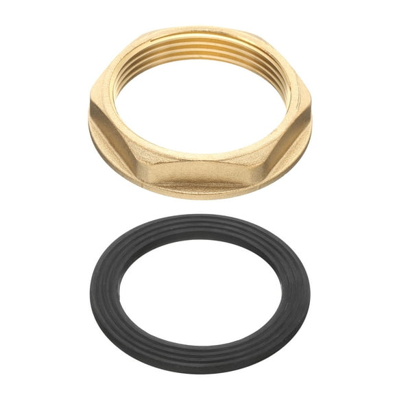 Brass Lock Nuts Pipe Fitting G1-1/2"-11 Female Hex Locknut Flange Single Hole Faucet Lock Nut with Silicone Washer for Kitchen Basin Sink Plumbing