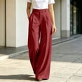 thumbnail image 7 of Miluxas Women's High Rise Wide Leg Trousers Pleated Front Business Casual Loose Straight Pants with Pockets Dress Pants for office Commute Wear Wine, 7 of 7