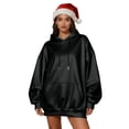 thumbnail image 3 of Vibrex Women's Hooded Long Sleeve Sweatshirt Solid Color Stretch Satin Casual Pullover Top, 3 of 7