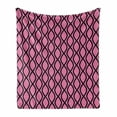 thumbnail image 1 of Hot Pink Soft Flannel Fleece Throw Blanket, Vertical Wavy Lines Tangled Stripes Curves Girlish Feminine Design Modern, Cozy Plush for Indoor and Outdoor Use, 50" x 70", Pink Black, by Ambesonne, 1 of 6