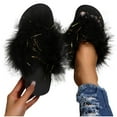 thumbnail image 7 of Quaouag Fuzzy House Shoes with Arch Support Orthotic Heel Cup Sandals Slippers for Women, 7 of 7