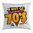 thumbnail image 1 of 70s Party Decorations Throw Pillow Cushion Cover, Party Time 70s Music Theme Retro Fashion Vibrant Joyful Triangles, Decorative Square Accent Pillow Case, 20 X 20 Inches, Multicolor, by Ambesonne, 1 of 2