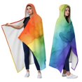 thumbnail image 2 of Wearable Blanket,Rainbow Tie Dye Ink Pattern Hooded Wearable Flannel Blanket for Adults & Teens,Winter Poncho Shawl Wrap Cape Cozy Anti-Pill,60"x80", 2 of 5