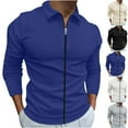 thumbnail image 5 of Lovskoo 2024 Men's Full Zip Sweatshirt Casual Lapel Long Sleeve Solid Color Sport Plaid Jacquard Pullover Gray, 5 of 5