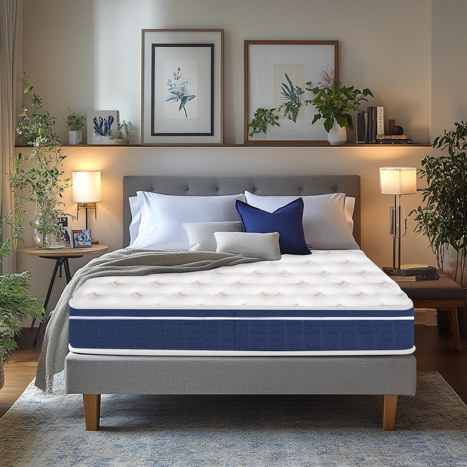 12 inch Memory Sponge Queen Mattress Upgraded Version Medium Firm Pressure Relief Back Pain Relief Strong Edge Support Individually Springs