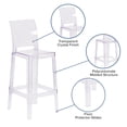 thumbnail image 2 of Ghost Barstool with Square Back in Transparent Crystal, 2 of 9
