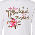 thumbnail image 4 of Inktastic Thankful and Blessed Inspirational Saying with Pink Flowers Long Sleeve Youth T-Shirt, 4 of 5