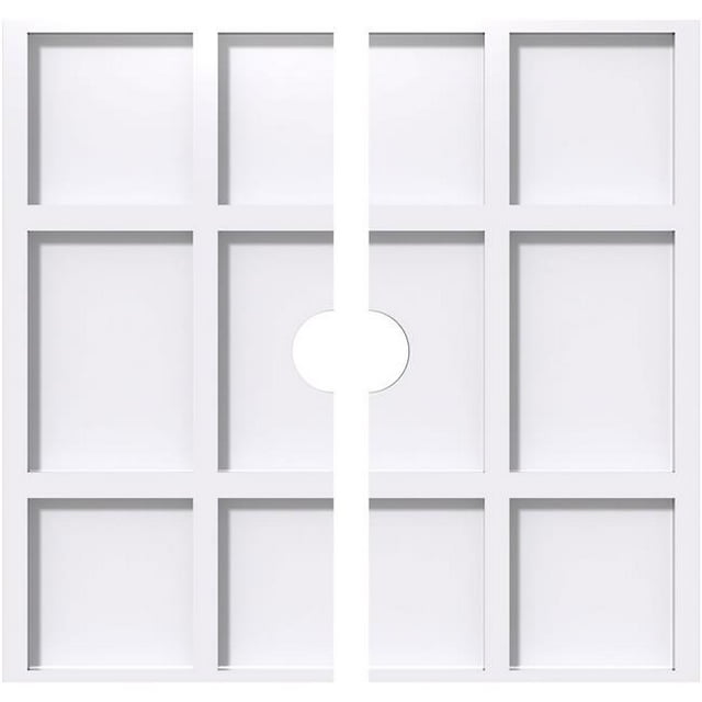 Ekena Millwork CMP34RK2-04000 34 Po OD x 4 Po ID Carré Rubik Architectural Grade Médaillon de Plafond Contemporain PVC - 2 Pièces
