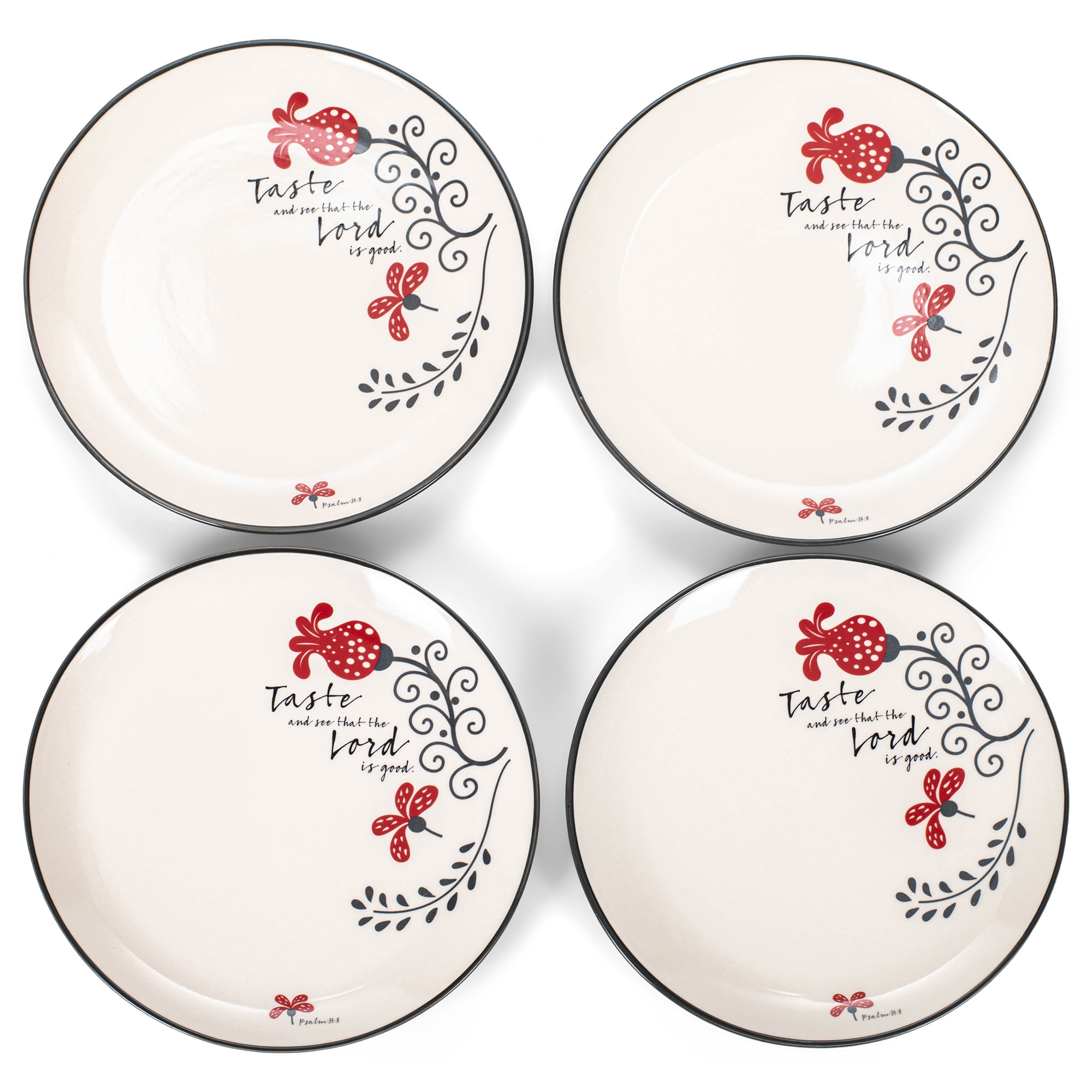 Taste and See Rosy Red Floral 10 inch Large Decorative Serving Plates