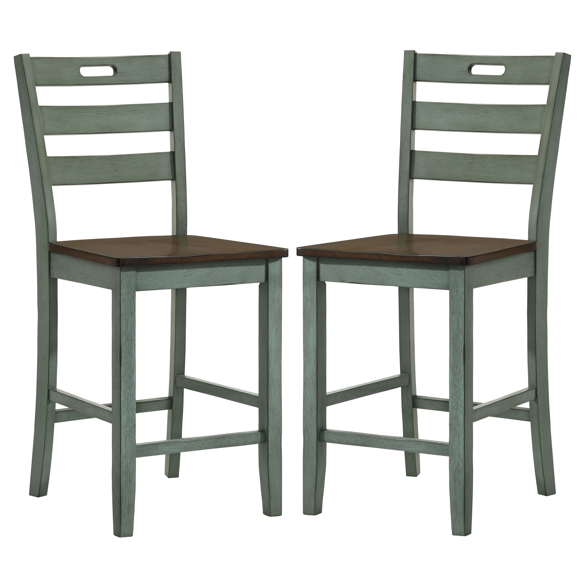 Furniture of America Donia Wood Counter Chair- Set of 2, Antique Green