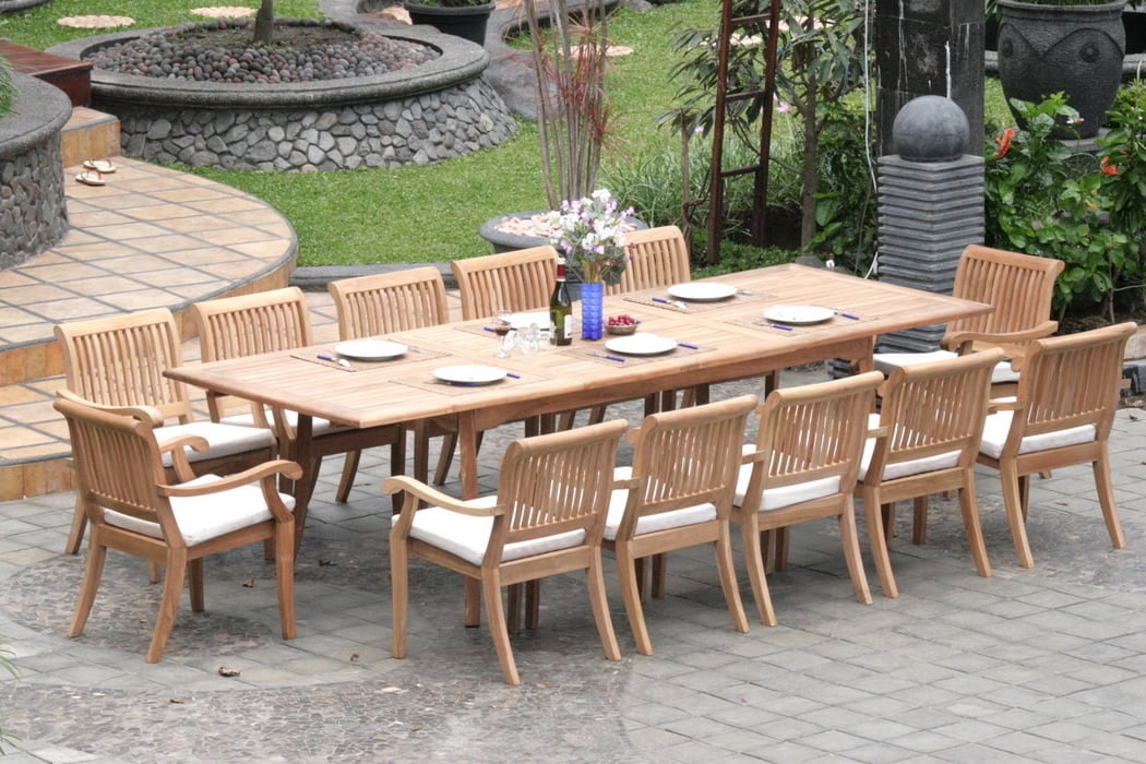 Teak Dining Set:12 Seater 13 Pc - Very Large 122" Caranasas Rectangle