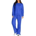 thumbnail image 1 of Sweatsuit Set Women Womens Tracksuit Solid Sweatshirt Hoodless Sweatpants Sports Set Jogging Femme Ensemble Blue XL, 1 of 3