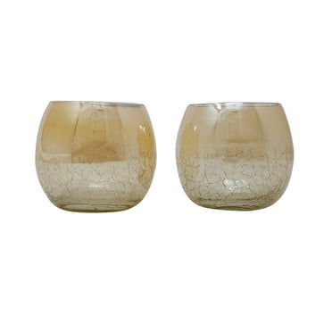 Light Golden High quality Crackled Glass Tealight Votive Candle Holder Set of 2 Great for Evening Table Decoration or Gift by MystiqueDecors