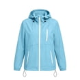 thumbnail image 6 of Lenago Waterproof Women's Rain Jackets Lightweight Hooded Softshell Windbreaker Zipped Long Sleeve Raincoat Solid Color Outdoor Hiking Cycling Outfit Sky Blue XXL, 6 of 10