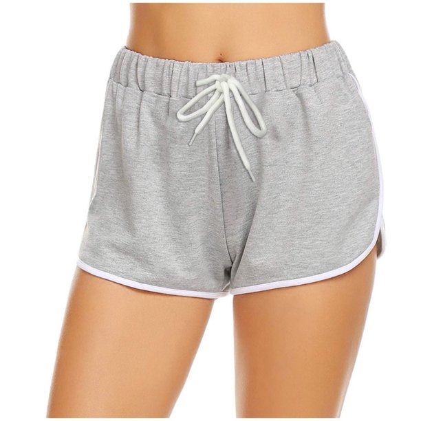 Gibobby Pantalones dama Cintura elástica casual Yoga Mujeres Pantalones altos Vendaje Cintura Pantalones cortos Mujeres Pantalones de yoga(Gris, L)