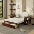 thumbnail image 2 of MODERNLUXE Full Size Daybed with Removable Desk,Wooden 4-in-1 Multifunctional Sofa Bed with Storage Drawer & Hydraulic Side Table for Bedroom, Apartments,Guest Room,Espresso, 2 of 9