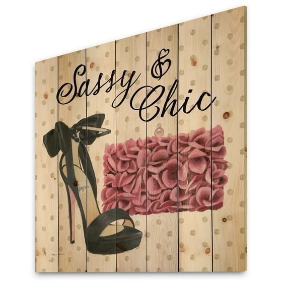 Designart 'Glam and Fashion High Heels II' Posh & Luxe Print on Natural Pine Wood
